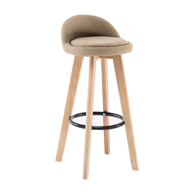Modern Armless Backrest Counter Stool Wood Bedroom Bar Stool with Cushion and Pedal Khaki 1 Piece Clearhalo 'Bar Furniture' 'Bar Stools' 'bar_stools' 'furn' 'furn_bar_stools' 'furniture_bar_stools' 'Kitchen & Dining Furniture' 'kitchen&dining_furn' 'kitchen' 'kitchen_furn' Furniture' 4536569