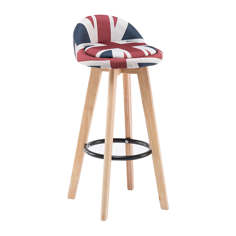 Modern Armless Backrest Counter Stool Wood Bedroom Bar Stool with Cushion and Pedal Red-Blue 1 Piece Clearhalo 'Bar Furniture' 'Bar Stools' 'bar_stools' 'furn' 'furn_bar_stools' 'furniture_bar_stools' 'Kitchen & Dining Furniture' 'kitchen&dining_furn' 'kitchen' 'kitchen_furn' Furniture' 4536570