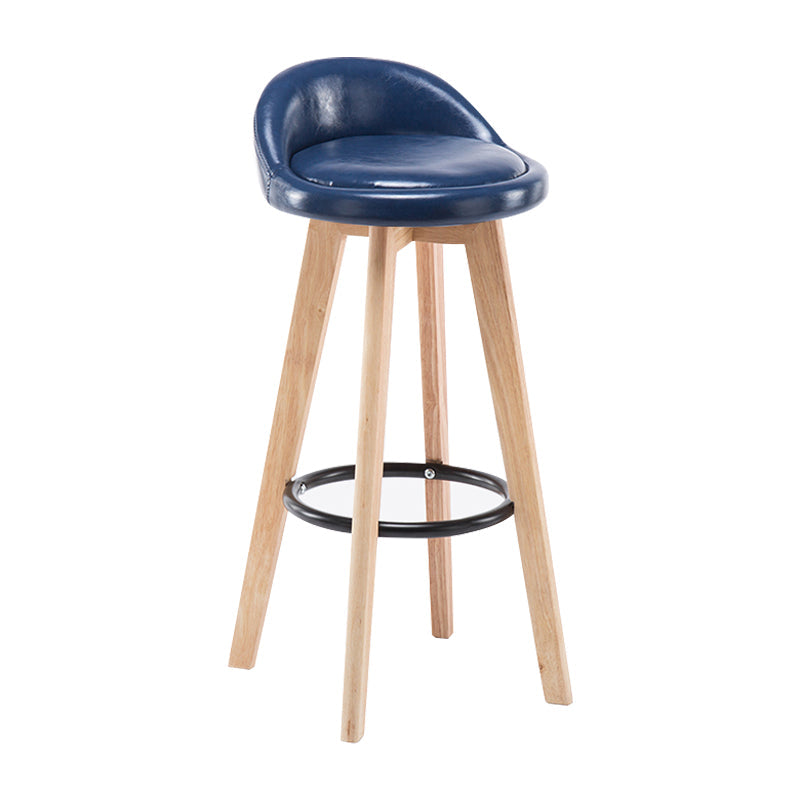 Modern Armless Backrest Counter Stool Wood Bedroom Bar Stool with Cushion and Pedal Blue 1 Piece Clearhalo 'Bar Furniture' 'Bar Stools' 'bar_stools' 'furn' 'furn_bar_stools' 'furniture_bar_stools' 'Kitchen & Dining Furniture' 'kitchen&dining_furn' 'kitchen' 'kitchen_furn' Furniture' 4536576