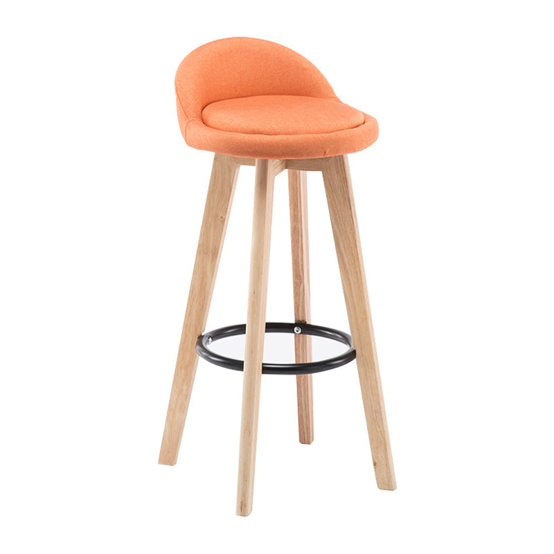 Modern Armless Backrest Counter Stool Wood Bedroom Bar Stool with Cushion and Pedal Orange 1 Piece Clearhalo 'Bar Furniture' 'Bar Stools' 'bar_stools' 'furn' 'furn_bar_stools' 'furniture_bar_stools' 'Kitchen & Dining Furniture' 'kitchen&dining_furn' 'kitchen' 'kitchen_furn' Furniture' 4536577