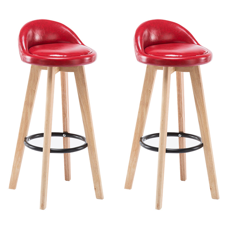 Modern Armless Backrest Counter Stool Wood Bedroom Bar Stool with Cushion and Pedal Red 2 Piece Set Clearhalo 'Bar Furniture' 'Bar Stools' 'bar_stools' 'furn' 'furn_bar_stools' 'furniture_bar_stools' 'Kitchen & Dining Furniture' 'kitchen&dining_furn' 'kitchen' 'kitchen_furn' Furniture' 4536581