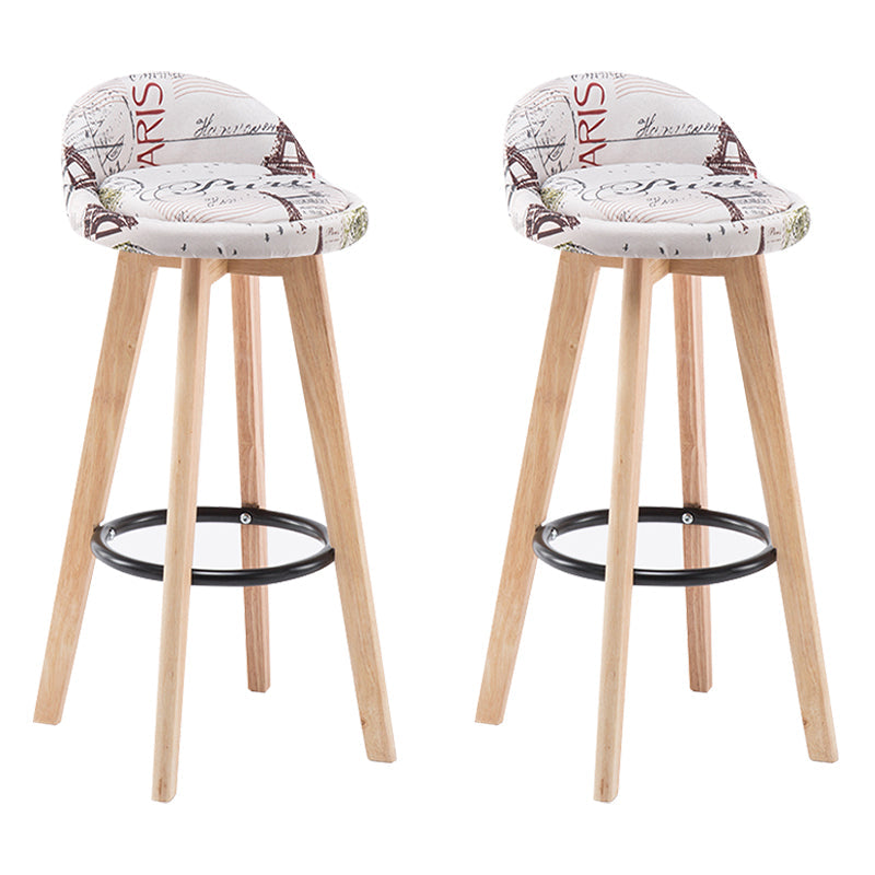 Modern Armless Backrest Counter Stool Wood Bedroom Bar Stool with Cushion and Pedal White-Gray 2 Piece Set Clearhalo 'Bar Furniture' 'Bar Stools' 'bar_stools' 'furn' 'furn_bar_stools' 'furniture_bar_stools' 'Kitchen & Dining Furniture' 'kitchen&dining_furn' 'kitchen' 'kitchen_furn' Furniture' 4536582