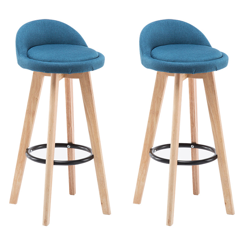 Modern Armless Backrest Counter Stool Wood Bedroom Bar Stool with Cushion and Pedal Dark Blue 2 Piece Set Clearhalo 'Bar Furniture' 'Bar Stools' 'bar_stools' 'furn' 'furn_bar_stools' 'furniture_bar_stools' 'Kitchen & Dining Furniture' 'kitchen&dining_furn' 'kitchen' 'kitchen_furn' Furniture' 4536583