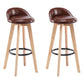 Modern Armless Backrest Counter Stool Wood Bedroom Bar Stool with Cushion and Pedal Brown 2 Piece Set Clearhalo 'Bar Furniture' 'Bar Stools' 'bar_stools' 'furn' 'furn_bar_stools' 'furniture_bar_stools' 'Kitchen & Dining Furniture' 'kitchen&dining_furn' 'kitchen' 'kitchen_furn' Furniture' 4536584