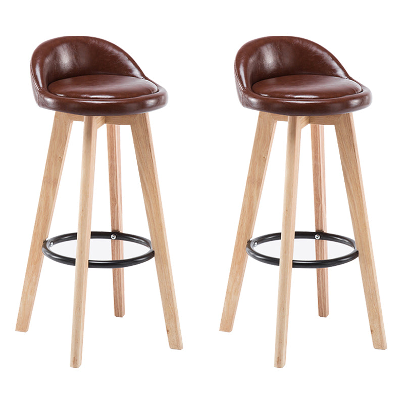 Modern Armless Backrest Counter Stool Wood Bedroom Bar Stool with Cushion and Pedal Brown 2 Piece Set Clearhalo 'Bar Furniture' 'Bar Stools' 'bar_stools' 'furn' 'furn_bar_stools' 'furniture_bar_stools' 'Kitchen & Dining Furniture' 'kitchen&dining_furn' 'kitchen' 'kitchen_furn' Furniture' 4536584