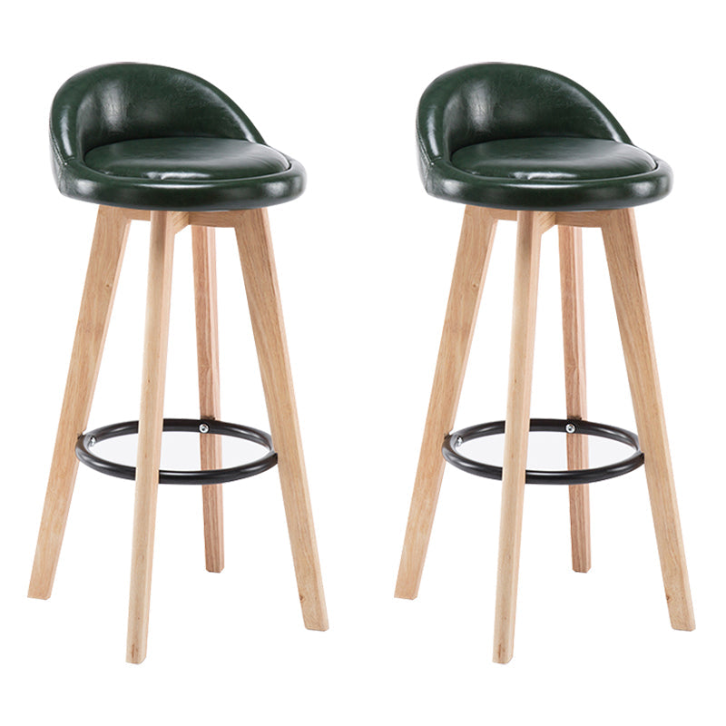 Modern Armless Backrest Counter Stool Wood Bedroom Bar Stool with Cushion and Pedal Blackish Green 2 Piece Set Clearhalo 'Bar Furniture' 'Bar Stools' 'bar_stools' 'furn' 'furn_bar_stools' 'furniture_bar_stools' 'Kitchen & Dining Furniture' 'kitchen&dining_furn' 'kitchen' 'kitchen_furn' Furniture' 4536585