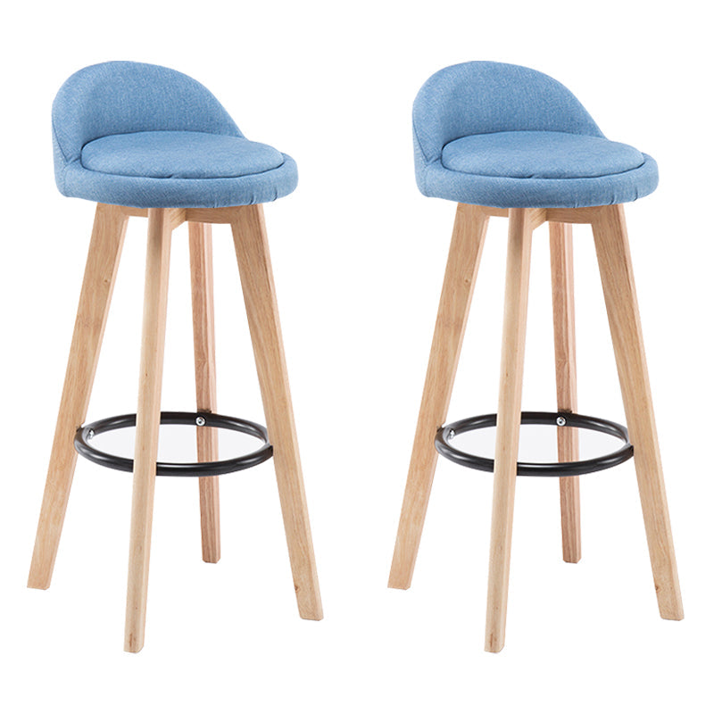 Modern Armless Backrest Counter Stool Wood Bedroom Bar Stool with Cushion and Pedal Sky Blue 2 Piece Set Clearhalo 'Bar Furniture' 'Bar Stools' 'bar_stools' 'furn' 'furn_bar_stools' 'furniture_bar_stools' 'Kitchen & Dining Furniture' 'kitchen&dining_furn' 'kitchen' 'kitchen_furn' Furniture' 4536586
