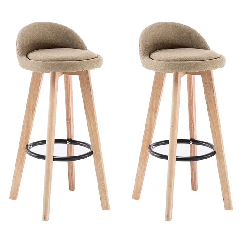 Modern Armless Backrest Counter Stool Wood Bedroom Bar Stool with Cushion and Pedal Khaki 2 Piece Set Clearhalo 'Bar Furniture' 'Bar Stools' 'bar_stools' 'furn' 'furn_bar_stools' 'furniture_bar_stools' 'Kitchen & Dining Furniture' 'kitchen&dining_furn' 'kitchen' 'kitchen_furn' Furniture' 4536587