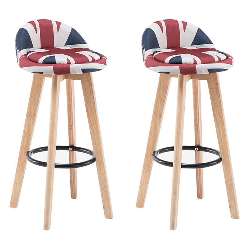 Modern Armless Backrest Counter Stool Wood Bedroom Bar Stool with Cushion and Pedal Red-Blue 2 Piece Set Clearhalo 'Bar Furniture' 'Bar Stools' 'bar_stools' 'furn' 'furn_bar_stools' 'furniture_bar_stools' 'Kitchen & Dining Furniture' 'kitchen&dining_furn' 'kitchen' 'kitchen_furn' Furniture' 4536588
