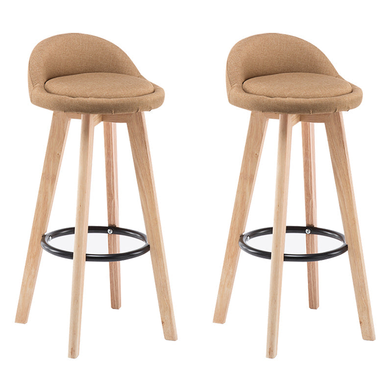 Modern Armless Backrest Counter Stool Wood Bedroom Bar Stool with Cushion and Pedal Light Yellow 2 Piece Set Clearhalo 'Bar Furniture' 'Bar Stools' 'bar_stools' 'furn' 'furn_bar_stools' 'furniture_bar_stools' 'Kitchen & Dining Furniture' 'kitchen&dining_furn' 'kitchen' 'kitchen_furn' Furniture' 4536589