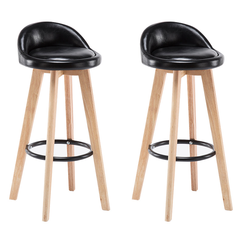 Modern Armless Backrest Counter Stool Wood Bedroom Bar Stool with Cushion and Pedal Black 2 Piece Set Clearhalo 'Bar Furniture' 'Bar Stools' 'bar_stools' 'furn' 'furn_bar_stools' 'furniture_bar_stools' 'Kitchen & Dining Furniture' 'kitchen&dining_furn' 'kitchen' 'kitchen_furn' Furniture' 4536590