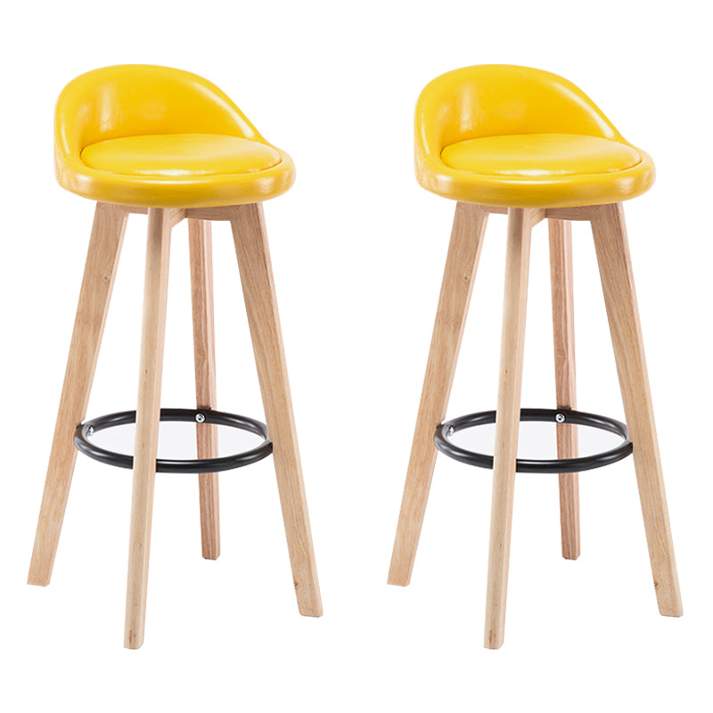 Modern Armless Backrest Counter Stool Wood Bedroom Bar Stool with Cushion and Pedal Yellow 2 Piece Set Clearhalo 'Bar Furniture' 'Bar Stools' 'bar_stools' 'furn' 'furn_bar_stools' 'furniture_bar_stools' 'Kitchen & Dining Furniture' 'kitchen&dining_furn' 'kitchen' 'kitchen_furn' Furniture' 4536591