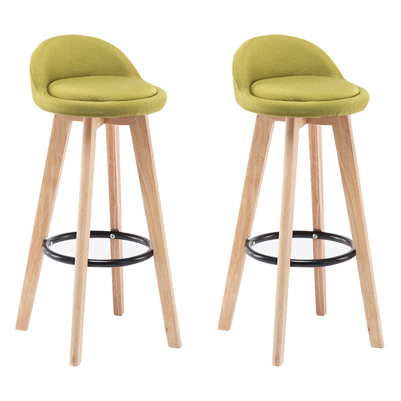 Modern Armless Backrest Counter Stool Wood Bedroom Bar Stool with Cushion and Pedal Green 2 Piece Set Clearhalo 'Bar Furniture' 'Bar Stools' 'bar_stools' 'furn' 'furn_bar_stools' 'furniture_bar_stools' 'Kitchen & Dining Furniture' 'kitchen&dining_furn' 'kitchen' 'kitchen_furn' Furniture' 4536592