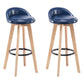 Modern Armless Backrest Counter Stool Wood Bedroom Bar Stool with Cushion and Pedal Blue 2 Piece Set Clearhalo 'Bar Furniture' 'Bar Stools' 'bar_stools' 'furn' 'furn_bar_stools' 'furniture_bar_stools' 'Kitchen & Dining Furniture' 'kitchen&dining_furn' 'kitchen' 'kitchen_furn' Furniture' 4536593