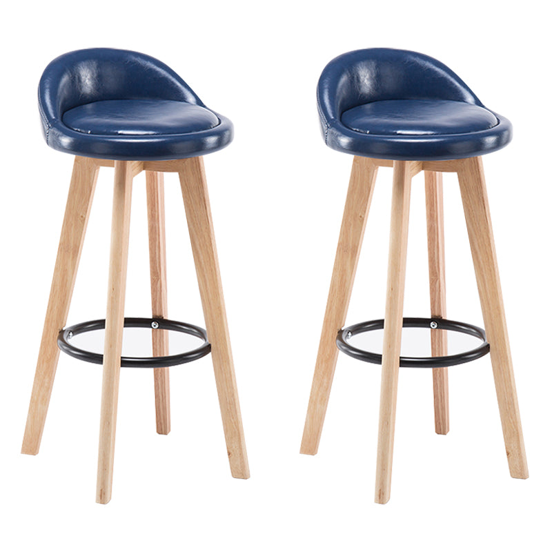 Modern Armless Backrest Counter Stool Wood Bedroom Bar Stool with Cushion and Pedal Blue 2 Piece Set Clearhalo 'Bar Furniture' 'Bar Stools' 'bar_stools' 'furn' 'furn_bar_stools' 'furniture_bar_stools' 'Kitchen & Dining Furniture' 'kitchen&dining_furn' 'kitchen' 'kitchen_furn' Furniture' 4536593