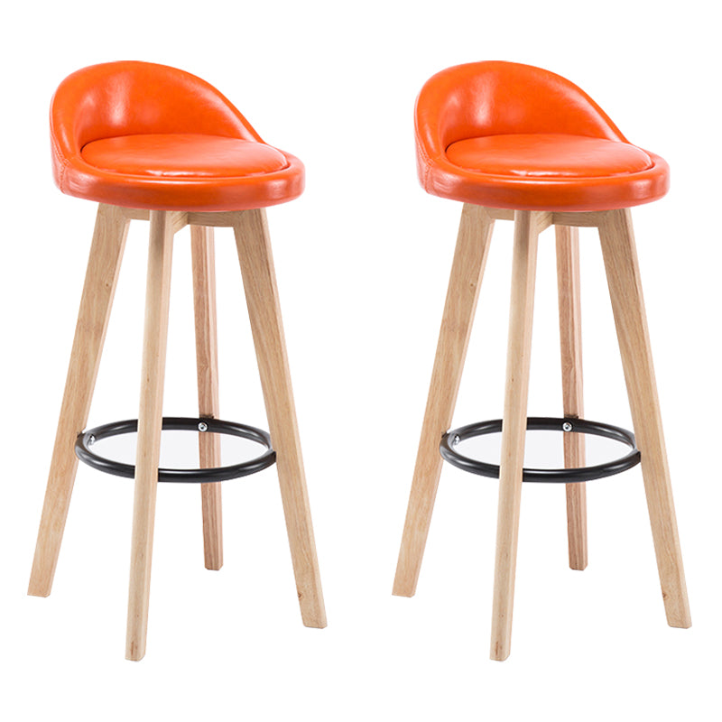 Modern Armless Backrest Counter Stool Wood Bedroom Bar Stool with Cushion and Pedal Orange 2 Piece Set Clearhalo 'Bar Furniture' 'Bar Stools' 'bar_stools' 'furn' 'furn_bar_stools' 'furniture_bar_stools' 'Kitchen & Dining Furniture' 'kitchen&dining_furn' 'kitchen' 'kitchen_furn' Furniture' 4536597