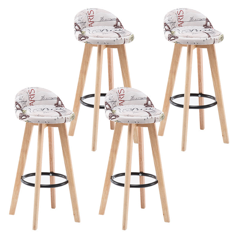 Modern Armless Backrest Counter Stool Wood Bedroom Bar Stool with Cushion and Pedal White-Gray 4 Piece Set Clearhalo 'Bar Furniture' 'Bar Stools' 'bar_stools' 'furn' 'furn_bar_stools' 'furniture_bar_stools' 'Kitchen & Dining Furniture' 'kitchen&dining_furn' 'kitchen' 'kitchen_furn' Furniture' 4536599
