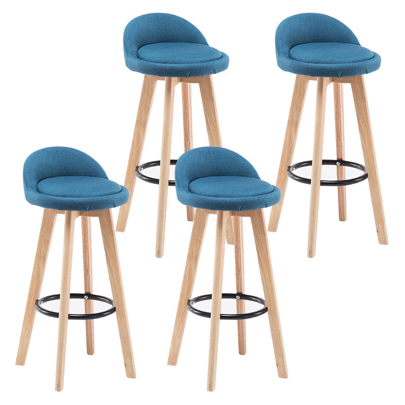 Modern Armless Backrest Counter Stool Wood Bedroom Bar Stool with Cushion and Pedal Dark Blue 4 Piece Set Clearhalo 'Bar Furniture' 'Bar Stools' 'bar_stools' 'furn' 'furn_bar_stools' 'furniture_bar_stools' 'Kitchen & Dining Furniture' 'kitchen&dining_furn' 'kitchen' 'kitchen_furn' Furniture' 4536600