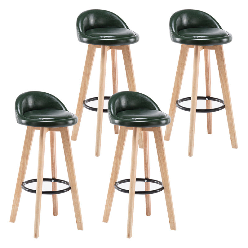 Modern Armless Backrest Counter Stool Wood Bedroom Bar Stool with Cushion and Pedal Blackish Green 4 Piece Set Clearhalo 'Bar Furniture' 'Bar Stools' 'bar_stools' 'furn' 'furn_bar_stools' 'furniture_bar_stools' 'Kitchen & Dining Furniture' 'kitchen&dining_furn' 'kitchen' 'kitchen_furn' Furniture' 4536602