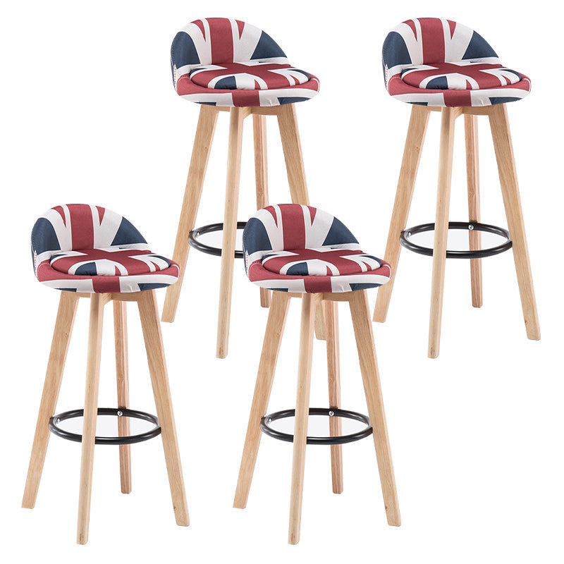 Modern Armless Backrest Counter Stool Wood Bedroom Bar Stool with Cushion and Pedal Red-Blue 4 Piece Set Clearhalo 'Bar Furniture' 'Bar Stools' 'bar_stools' 'furn' 'furn_bar_stools' 'furniture_bar_stools' 'Kitchen & Dining Furniture' 'kitchen&dining_furn' 'kitchen' 'kitchen_furn' Furniture' 4536605