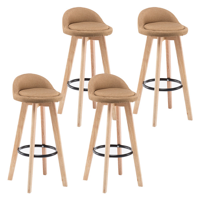 Modern Armless Backrest Counter Stool Wood Bedroom Bar Stool with Cushion and Pedal Light Yellow 4 Piece Set Clearhalo 'Bar Furniture' 'Bar Stools' 'bar_stools' 'furn' 'furn_bar_stools' 'furniture_bar_stools' 'Kitchen & Dining Furniture' 'kitchen&dining_furn' 'kitchen' 'kitchen_furn' Furniture' 4536606