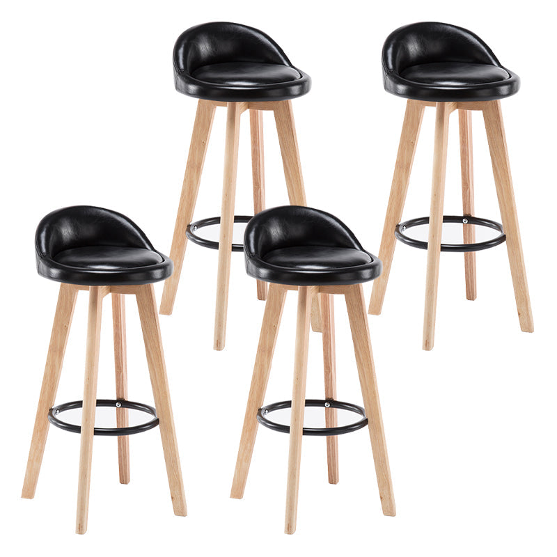 Modern Armless Backrest Counter Stool Wood Bedroom Bar Stool with Cushion and Pedal Black 4 Piece Set Clearhalo 'Bar Furniture' 'Bar Stools' 'bar_stools' 'furn' 'furn_bar_stools' 'furniture_bar_stools' 'Kitchen & Dining Furniture' 'kitchen&dining_furn' 'kitchen' 'kitchen_furn' Furniture' 4536607