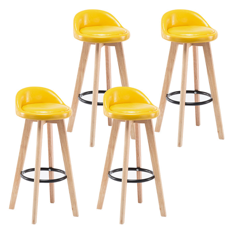 Modern Armless Backrest Counter Stool Wood Bedroom Bar Stool with Cushion and Pedal Yellow 4 Piece Set Clearhalo 'Bar Furniture' 'Bar Stools' 'bar_stools' 'furn' 'furn_bar_stools' 'furniture_bar_stools' 'Kitchen & Dining Furniture' 'kitchen&dining_furn' 'kitchen' 'kitchen_furn' Furniture' 4536608