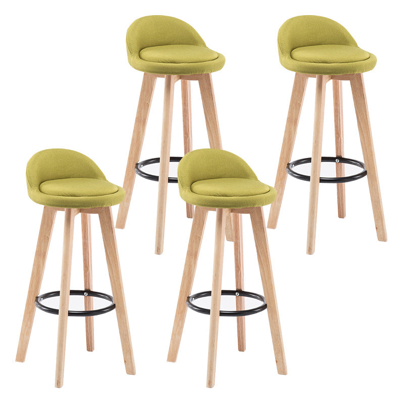 Modern Armless Backrest Counter Stool Wood Bedroom Bar Stool with Cushion and Pedal Green 4 Piece Set Clearhalo 'Bar Furniture' 'Bar Stools' 'bar_stools' 'furn' 'furn_bar_stools' 'furniture_bar_stools' 'Kitchen & Dining Furniture' 'kitchen&dining_furn' 'kitchen' 'kitchen_furn' Furniture' 4536609
