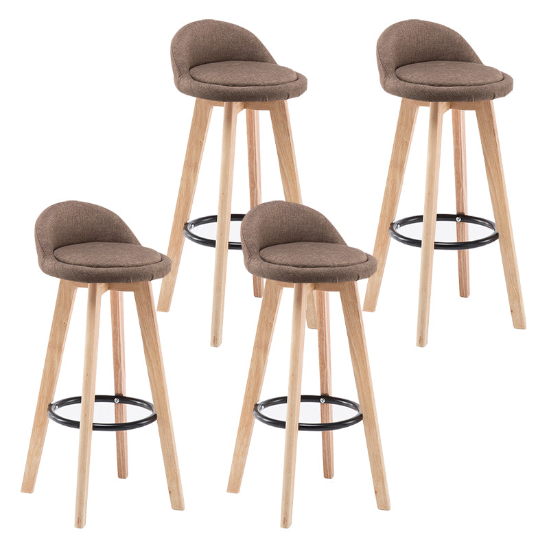 Modern Armless Backrest Counter Stool Wood Bedroom Bar Stool with Cushion and Pedal Coffee 4 Piece Set Clearhalo 'Bar Furniture' 'Bar Stools' 'bar_stools' 'furn' 'furn_bar_stools' 'furniture_bar_stools' 'Kitchen & Dining Furniture' 'kitchen&dining_furn' 'kitchen' 'kitchen_furn' Furniture' 4536613