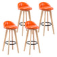 Modern Armless Backrest Counter Stool Wood Bedroom Bar Stool with Cushion and Pedal Orange 4 Piece Set Clearhalo 'Bar Furniture' 'Bar Stools' 'bar_stools' 'furn' 'furn_bar_stools' 'furniture_bar_stools' 'Kitchen & Dining Furniture' 'kitchen&dining_furn' 'kitchen' 'kitchen_furn' Furniture' 4536614