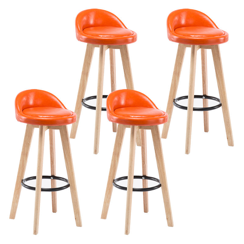 Modern Armless Backrest Counter Stool Wood Bedroom Bar Stool with Cushion and Pedal Orange 4 Piece Set Clearhalo 'Bar Furniture' 'Bar Stools' 'bar_stools' 'furn' 'furn_bar_stools' 'furniture_bar_stools' 'Kitchen & Dining Furniture' 'kitchen&dining_furn' 'kitchen' 'kitchen_furn' Furniture' 4536614