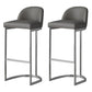 Glam Mental Leather Bar Stools Indoor Barstool with Iron Legs and Low Back Silver 2 Piece Set Clearhalo 'Bar Furniture' 'Bar Stools' 'bar_stools' 'furn' 'furn_bar_stools' 'furniture_bar_stools' 'Kitchen & Dining Furniture' 'kitchen&dining_furn' 'kitchen' 'kitchen_furn' Furniture' 4536745