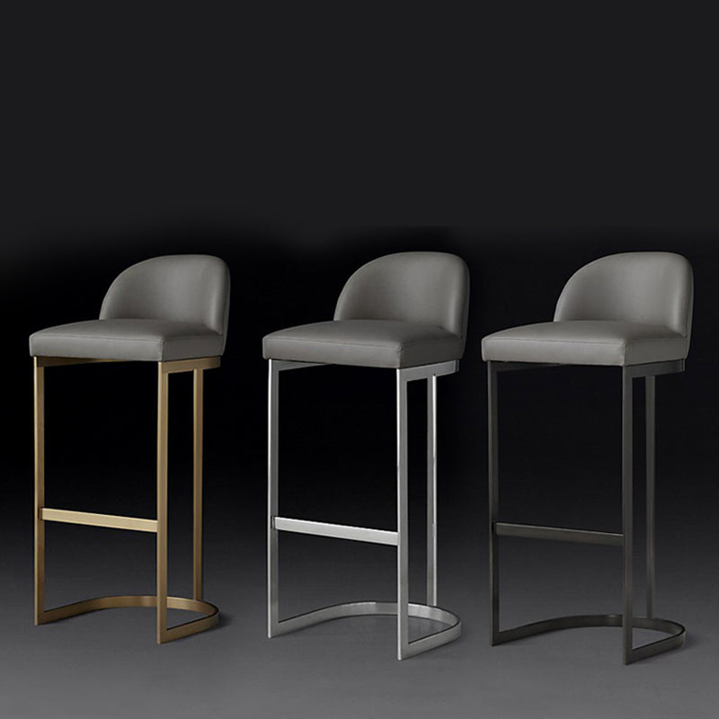 Glam Mental Leather Bar Stools Indoor Barstool with Iron Legs and Low Back Clearhalo 'Bar Furniture' 'Bar Stools' 'bar_stools' 'furn' 'furn_bar_stools' 'furniture_bar_stools' 'Kitchen & Dining Furniture' 'kitchen&dining_furn' 'kitchen' 'kitchen_furn' Furniture' 4536749