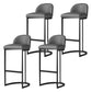 Glam Mental Leather Bar Stools Indoor Barstool with Iron Legs and Low Back Black 4 Piece Set Clearhalo 'Bar Furniture' 'Bar Stools' 'bar_stools' 'furn' 'furn_bar_stools' 'furniture_bar_stools' 'Kitchen & Dining Furniture' 'kitchen&dining_furn' 'kitchen' 'kitchen_furn' Furniture' 4536750