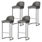 Glam Mental Leather Bar Stools Indoor Barstool with Iron Legs and Low Back Silver 4 Piece Set Clearhalo 'Bar Furniture' 'Bar Stools' 'bar_stools' 'furn' 'furn_bar_stools' 'furniture_bar_stools' 'Kitchen & Dining Furniture' 'kitchen&dining_furn' 'kitchen' 'kitchen_furn' Furniture' 4536751
