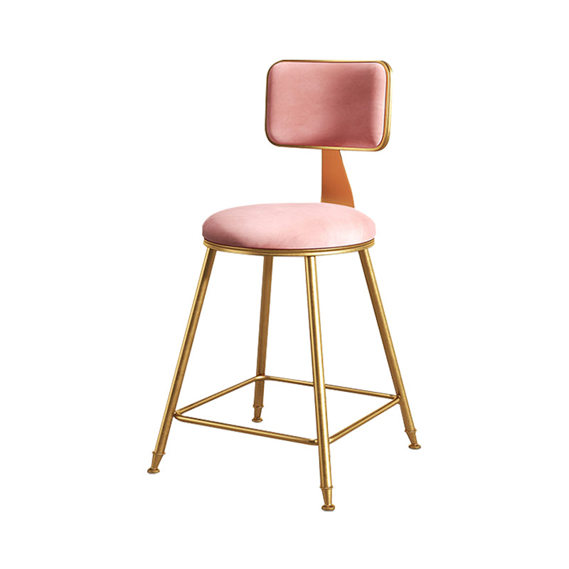 Glam Metal Upholstered Barstool Bristol Bar Stool with Iron Legs and Cushion Low Back Pink 1 Piece Short Stool(18"H) Clearhalo 'Bar Furniture' 'Bar Stools' 'bar_stools' 'furn' 'furn_bar_stools' 'furniture_bar_stools' 'Kitchen & Dining Furniture' 'kitchen&dining_furn' 'kitchen' 'kitchen_furn' Furniture' 4536758