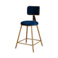 Glam Metal Upholstered Barstool Bristol Bar Stool with Iron Legs and Cushion Low Back Blue 1 Piece Short Stool(18"H) Clearhalo 'Bar Furniture' 'Bar Stools' 'bar_stools' 'furn' 'furn_bar_stools' 'furniture_bar_stools' 'Kitchen & Dining Furniture' 'kitchen&dining_furn' 'kitchen' 'kitchen_furn' Furniture' 4536765