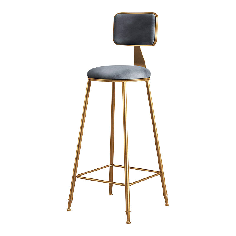 Glam Metal Upholstered Barstool Bristol Bar Stool with Iron Legs and Cushion Low Back Grey 1 Piece Bar Stool(30"H) Clearhalo 'Bar Furniture' 'Bar Stools' 'bar_stools' 'furn' 'furn_bar_stools' 'furniture_bar_stools' 'Kitchen & Dining Furniture' 'kitchen&dining_furn' 'kitchen' 'kitchen_furn' Furniture' 4536771
