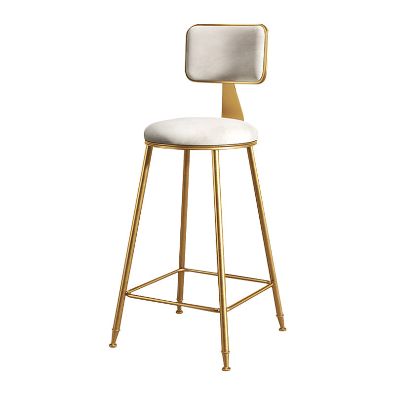 Glam Metal Upholstered Barstool Bristol Bar Stool with Iron Legs and Cushion Low Back White 1 Piece Counter Stool(26"H) Clearhalo 'Bar Furniture' 'Bar Stools' 'bar_stools' 'furn' 'furn_bar_stools' 'furniture_bar_stools' 'Kitchen & Dining Furniture' 'kitchen&dining_furn' 'kitchen' 'kitchen_furn' Furniture' 4536776