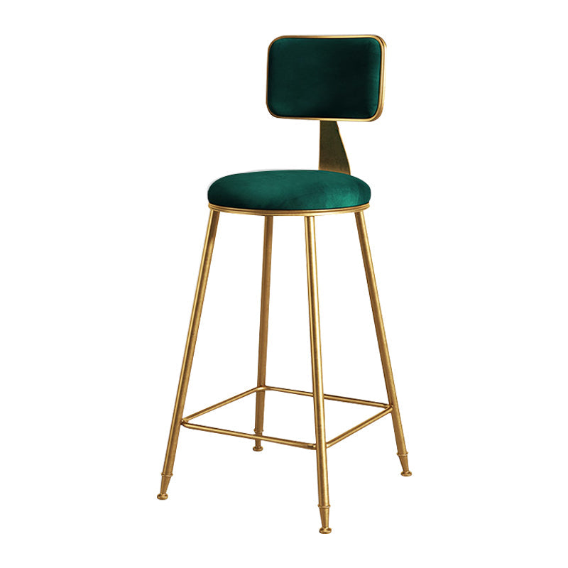 Glam Metal Upholstered Barstool Bristol Bar Stool with Iron Legs and Cushion Low Back Green 1 Piece Counter Stool(26"H) Clearhalo 'Bar Furniture' 'Bar Stools' 'bar_stools' 'furn' 'furn_bar_stools' 'furniture_bar_stools' 'Kitchen & Dining Furniture' 'kitchen&dining_furn' 'kitchen' 'kitchen_furn' Furniture' 4536778