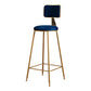 Glam Metal Upholstered Barstool Bristol Bar Stool with Iron Legs and Cushion Low Back Blue 1 Piece Bar Stool(30"H) Clearhalo 'Bar Furniture' 'Bar Stools' 'bar_stools' 'furn' 'furn_bar_stools' 'furniture_bar_stools' 'Kitchen & Dining Furniture' 'kitchen&dining_furn' 'kitchen' 'kitchen_furn' Furniture' 4536781