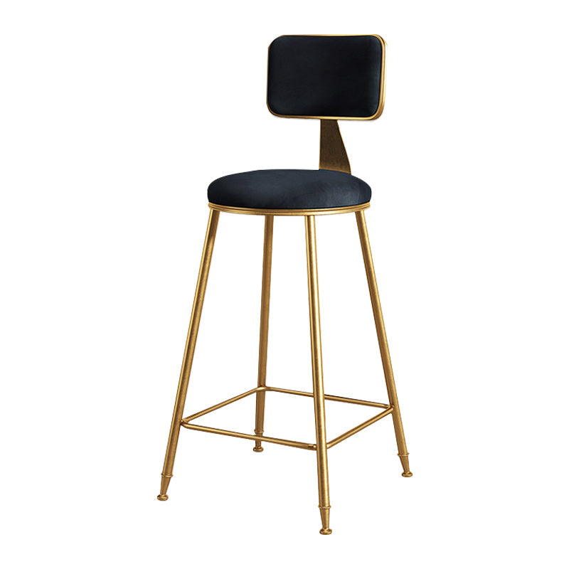 Glam Metal Upholstered Barstool Bristol Bar Stool with Iron Legs and Cushion Low Back Black 1 Piece Counter Stool(26"H) Clearhalo 'Bar Furniture' 'Bar Stools' 'bar_stools' 'furn' 'furn_bar_stools' 'furniture_bar_stools' 'Kitchen & Dining Furniture' 'kitchen&dining_furn' 'kitchen' 'kitchen_furn' Furniture' 4536782