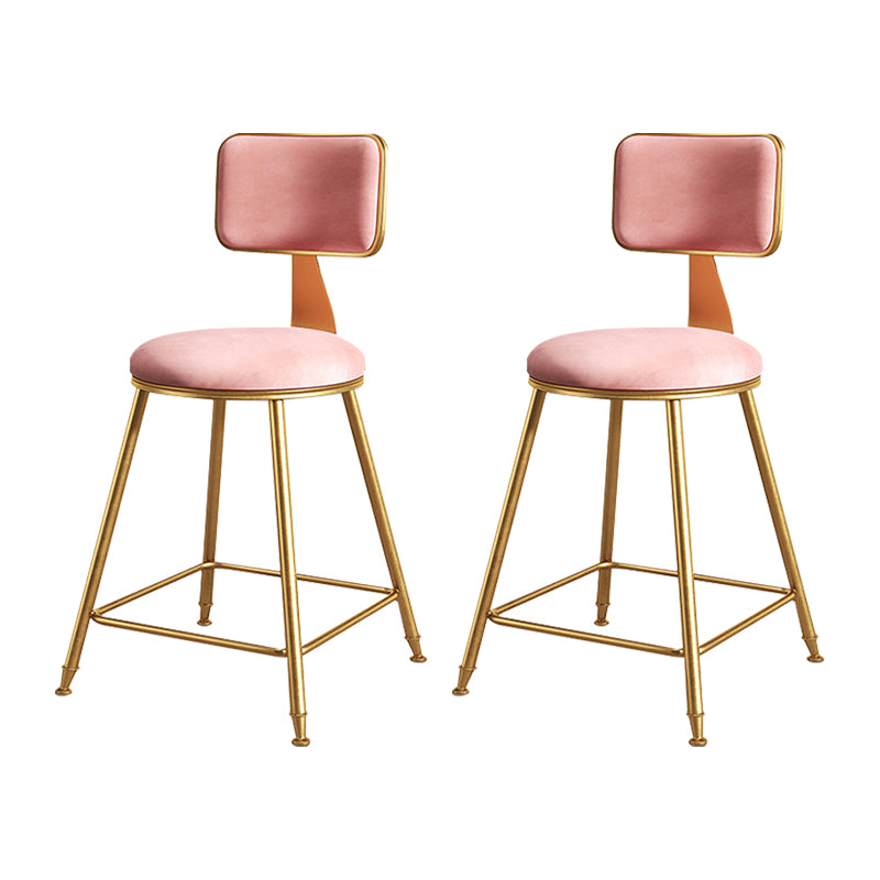 Glam Metal Upholstered Barstool Bristol Bar Stool with Iron Legs and Cushion Low Back Pink 2 Piece Set Short Stool(18"H) Clearhalo 'Bar Furniture' 'Bar Stools' 'bar_stools' 'furn' 'furn_bar_stools' 'furniture_bar_stools' 'Kitchen & Dining Furniture' 'kitchen&dining_furn' 'kitchen' 'kitchen_furn' Furniture' 4536785