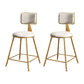 Glam Metal Upholstered Barstool Bristol Bar Stool with Iron Legs and Cushion Low Back White 2 Piece Set Short Stool(18"H) Clearhalo 'Bar Furniture' 'Bar Stools' 'bar_stools' 'furn' 'furn_bar_stools' 'furniture_bar_stools' 'Kitchen & Dining Furniture' 'kitchen&dining_furn' 'kitchen' 'kitchen_furn' Furniture' 4536786