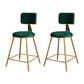 Glam Metal Upholstered Barstool Bristol Bar Stool with Iron Legs and Cushion Low Back Green 2 Piece Set Short Stool(18"H) Clearhalo 'Bar Furniture' 'Bar Stools' 'bar_stools' 'furn' 'furn_bar_stools' 'furniture_bar_stools' 'Kitchen & Dining Furniture' 'kitchen&dining_furn' 'kitchen' 'kitchen_furn' Furniture' 4536787