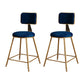 Glam Metal Upholstered Barstool Bristol Bar Stool with Iron Legs and Cushion Low Back Blue 2 Piece Set Short Stool(18"H) Clearhalo 'Bar Furniture' 'Bar Stools' 'bar_stools' 'furn' 'furn_bar_stools' 'furniture_bar_stools' 'Kitchen & Dining Furniture' 'kitchen&dining_furn' 'kitchen' 'kitchen_furn' Furniture' 4536788