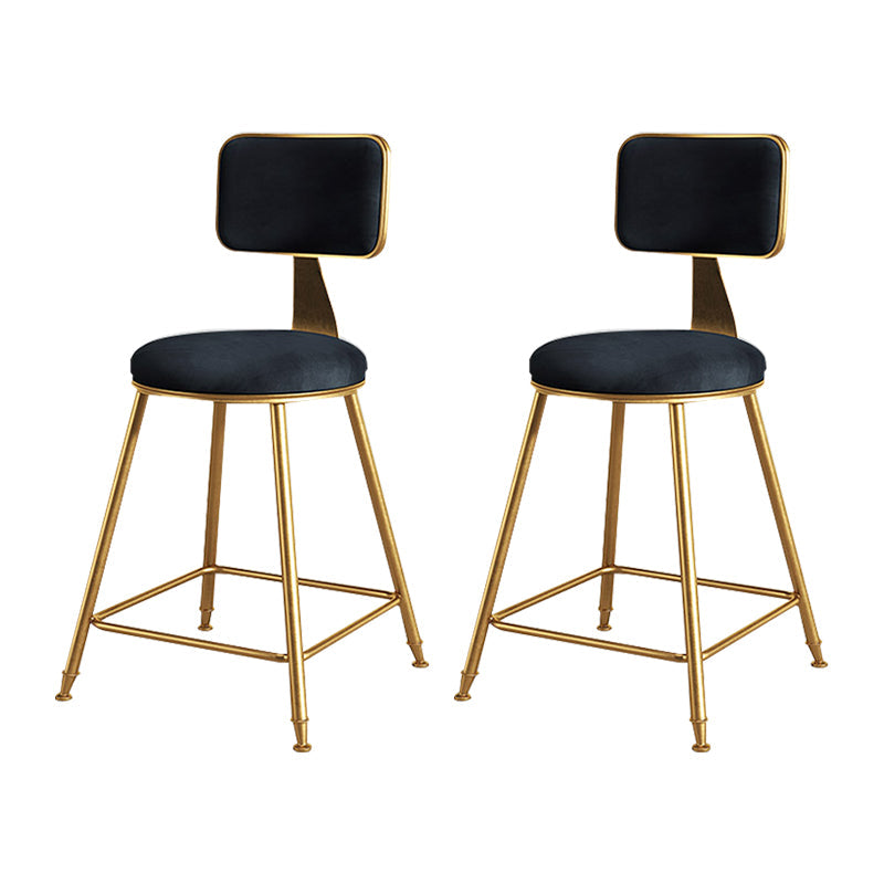Glam Metal Upholstered Barstool Bristol Bar Stool with Iron Legs and Cushion Low Back Black 2 Piece Set Short Stool(18"H) Clearhalo 'Bar Furniture' 'Bar Stools' 'bar_stools' 'furn' 'furn_bar_stools' 'furniture_bar_stools' 'Kitchen & Dining Furniture' 'kitchen&dining_furn' 'kitchen' 'kitchen_furn' Furniture' 4536789