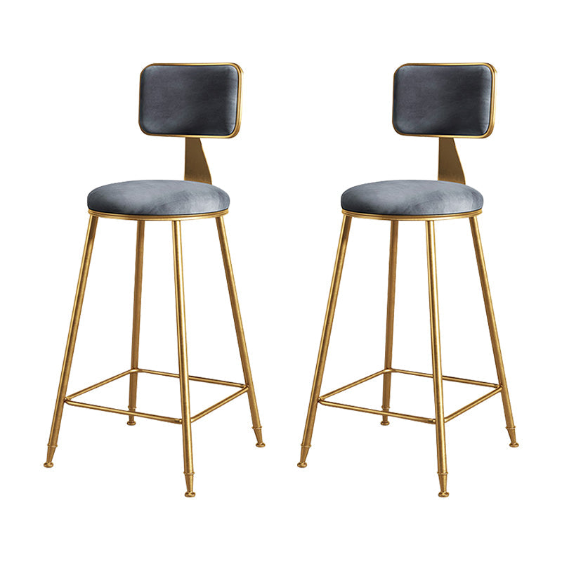 Glam Metal Upholstered Barstool Bristol Bar Stool with Iron Legs and Cushion Low Back Grey 2 Piece Set Counter Stool(26"H) Clearhalo 'Bar Furniture' 'Bar Stools' 'bar_stools' 'furn' 'furn_bar_stools' 'furniture_bar_stools' 'Kitchen & Dining Furniture' 'kitchen&dining_furn' 'kitchen' 'kitchen_furn' Furniture' 4536790