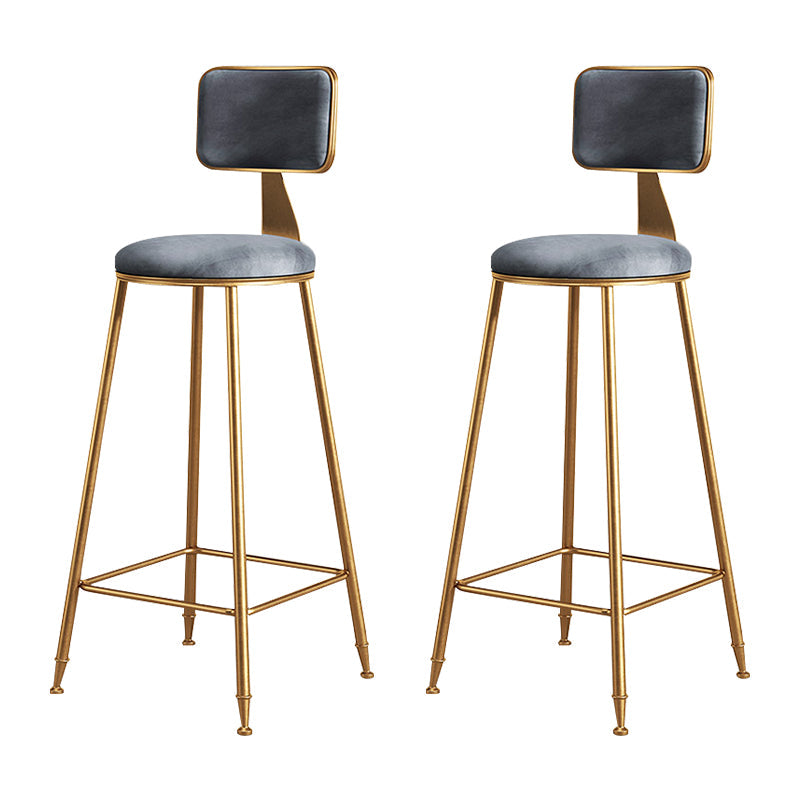 Glam Metal Upholstered Barstool Bristol Bar Stool with Iron Legs and Cushion Low Back Grey 2 Piece Set Bar Stool(30"H) Clearhalo 'Bar Furniture' 'Bar Stools' 'bar_stools' 'furn' 'furn_bar_stools' 'furniture_bar_stools' 'Kitchen & Dining Furniture' 'kitchen&dining_furn' 'kitchen' 'kitchen_furn' Furniture' 4536791