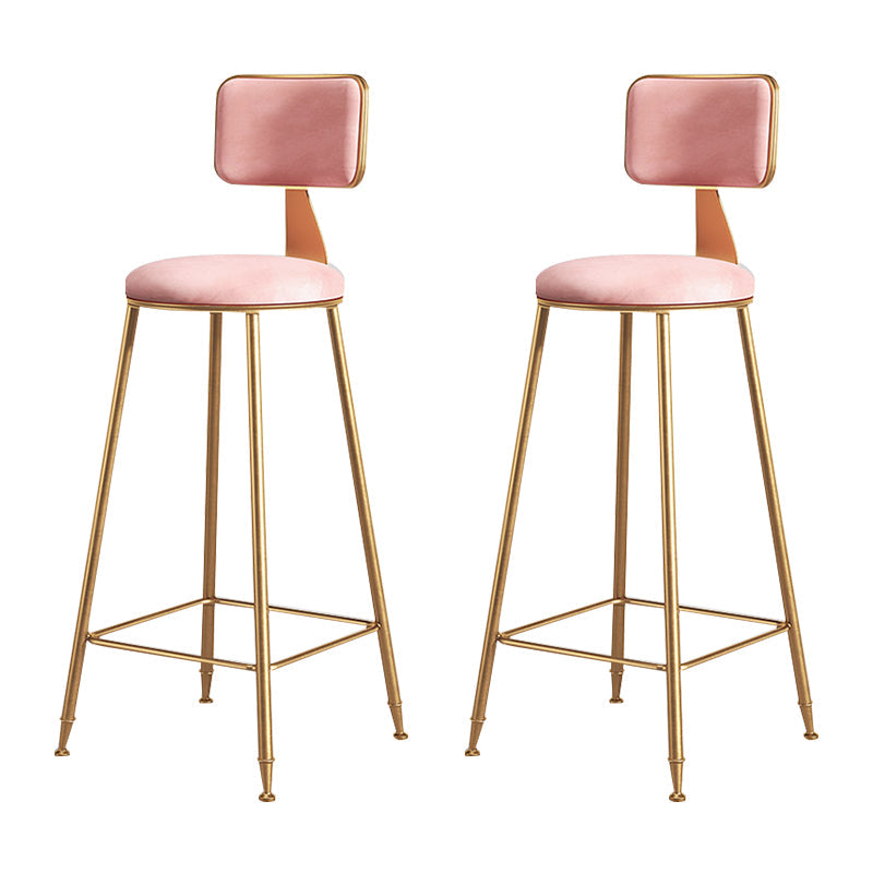 Glam Metal Upholstered Barstool Bristol Bar Stool with Iron Legs and Cushion Low Back Pink 2 Piece Set Bar Stool(30"H) Clearhalo 'Bar Furniture' 'Bar Stools' 'bar_stools' 'furn' 'furn_bar_stools' 'furniture_bar_stools' 'Kitchen & Dining Furniture' 'kitchen&dining_furn' 'kitchen' 'kitchen_furn' Furniture' 4536793